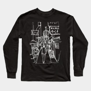 Walk Through (Japan), A Continuous Line Drawing (White Ink) Long Sleeve T-Shirt